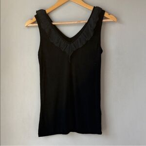 Velvet by Graham & Spencer Jersey Bodice & Silk Ruffle Slub Tank Top